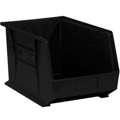 Box Partners Plastic Stack & Hang Bin Boxes 18" x 11" x 10" Black 4/Case BINP1811K