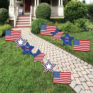 Big Dot of Happiness 4th of July - Flag and Star Lawn Decorations - Outdoor Fourth of July Party Yard Decorations - 10 Piece - 1 of 4