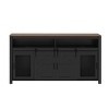 59.3'' Farmhouse Sideboard Buffet with Sliding Barn Doors & Open Shelves, Rustic Storage Cabinet for Living Dining Room-3irtyhousy - 3 of 4