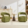 Chenille Swivel Barrel Accent Chair with Curved Backrest, Wide Seat Upholstered Lounge Armchair for Living Room Bedroom-3irtyhousy - 3 of 4
