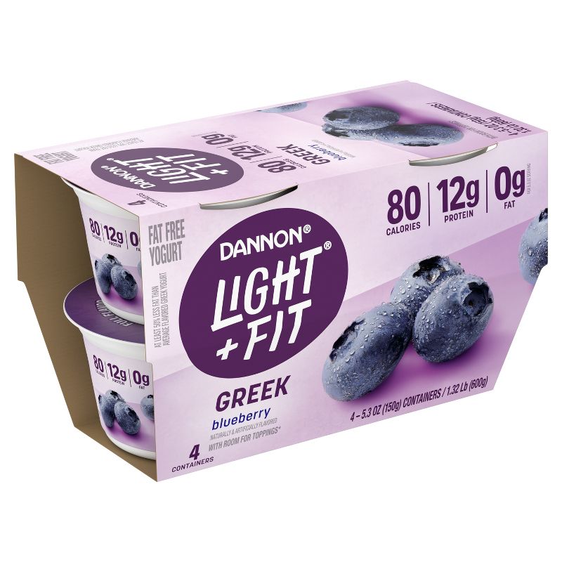 Light + Fit Nonfat Gluten-Free Blueberry Greek Yogurt - 4ct/5.3oz Cups, 4 of 9