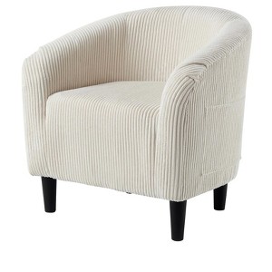 Accent Chair, Upholstered Barrel Club Chair with Solid Wood Legs | Cozy Armrest Chair for Living Room, Bedroom & Study - 1 of 4