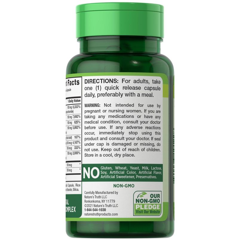 Nature's Truth Vitamin B Complex with B-100 | 60 Capsules, 3 of 5