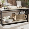 2-Tier Coffee Table for Small Spaces, X-Frame Living Room Low Coffee Table with Storage Shelf - 4 of 4