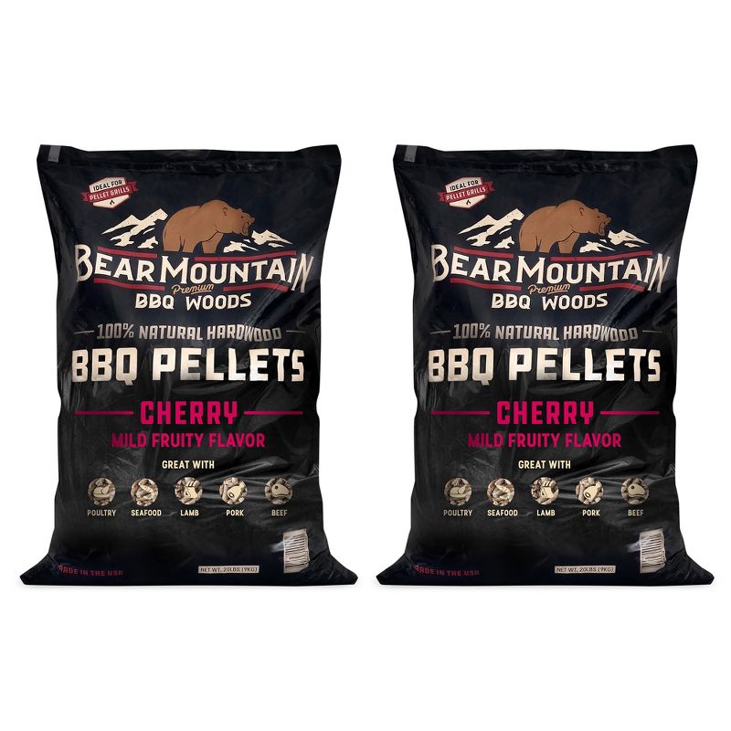 Bear Mountain BBQ FK13 Premium All-Natural Hardwood Mild and Fruity Cherry BBQ Smoker Pellets for Outdoor Grilling, 20 Pounds (2 Pack), 1 of 8