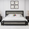 Bed Frame With Headboard, Industrial Platform Bed Frame With 4 Storage Drawers and Charge Station, Strong Metal Slats Support - 2 of 4