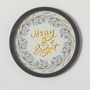 18" Sullivans Merry Bright Text Christmas Wall Art, Multicolor, Indoor Christmas Decor - 1 of 3