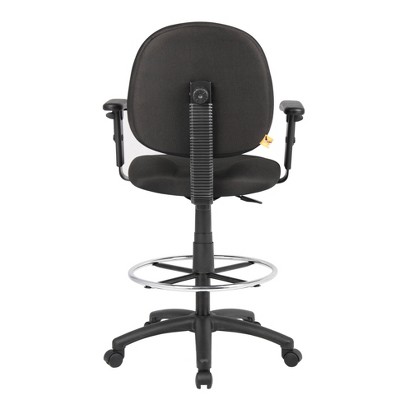 Black Ergonomic Fabric Drafting Stool with Adjustable Arms