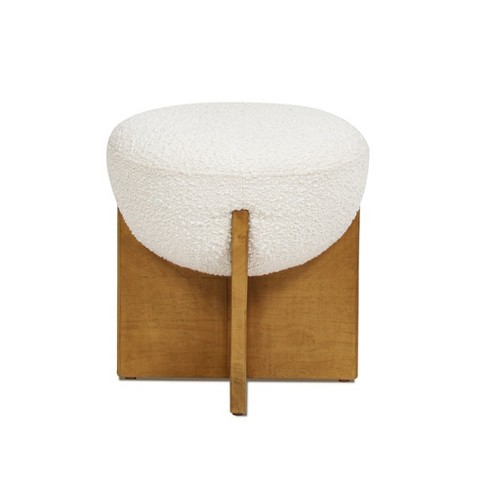 Jennifer Taylor Bridge Ivory White Polyester and Acrylic Blend Boucle  Arched Small Footstool Ottoman 84490-MBW-MY - The Home Depot