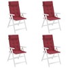 vidaXL Highback Chair Cushion Set of 4 Wine Red - 4 of 4