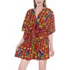 HAPPY BAY Women's Summer Loose Mini Swimwear Vacation Bathing Suit Plus Size Beach Dress Coverup Beach Wear Swimsuit Cover-up for Women 3X-4X Red Bird - 4 of 4