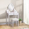 NicBex Vanity Desk with Mirror 30" Vanity Table with Oval Mirror, British Style Wood Makeup Vanity with 3 Drawer and 1 Upholstered Stool - 2 of 4