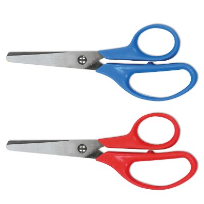 Universal Kids' Scissors 5" Length 1 3/4" Cut Rounded Blue; Red 2 per pack 92024