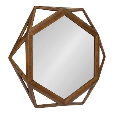 Hexagon Full Length Wood Framed Wall Mirror