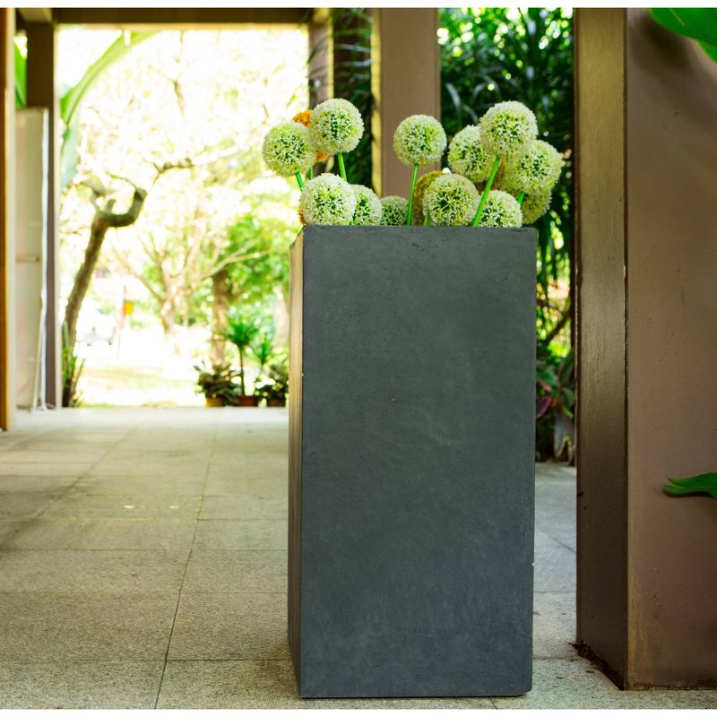 20&#34; Tall Square Lightweight Concrete/Fiberglass Elegant Indoor/Outdoor Planter Charcoal Gray - Rosemead Home &#38; Garden, Inc., 3 of 15