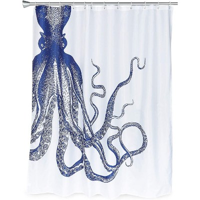 Octopus Shower Curtain Set with 12 Hooks (70 x 71 Inches)