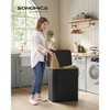 SONGMICS Laundry Hamper with Lid 3-Section Large Laundry Basket Removable Mesh Liner Bamboo Handles Collapsible - 2 of 4