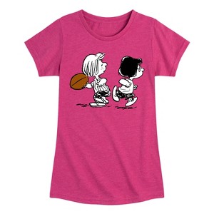 Girls' - Peanuts - Marcie Patty Football Fitted Short Sleeve Graphic T-Shirt - 1 of 4