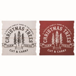 Transpac MDF Christmas Slat Decor Set of 2 Christmas Home Decorations - 1 of 1