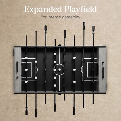 Gray Full-Size Wood Foosball Table with Chrome-Finished Steel Rods