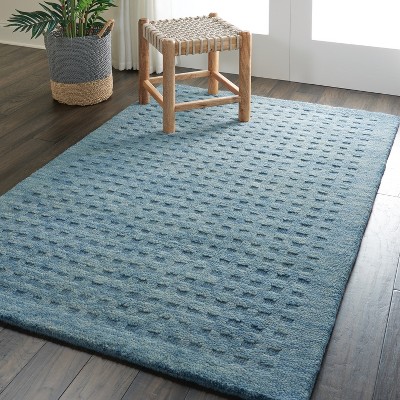 Artisan Denim Blue Handwoven Wool 4'x6' Rectangular Rug