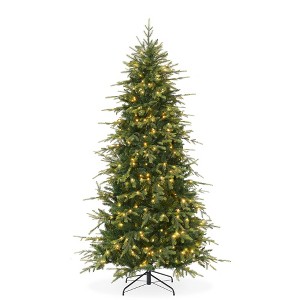 Casafield Pre-Lit Slim Aspen Fir Artificial Christmas Tree with White & Multicolored LED Lights, Sturdy Stand - 1 of 4