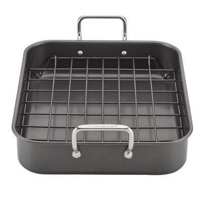 16.5" x 13.5" Nonstick Steel Roaster with Reversible Rack