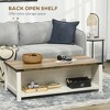 CAVINAS Farmhouse Coffee Table with Storage, Rustic Coffee Table with Open Shelves, Modern Center Table for Living Room, White+Deep Walnut - 4 of 4