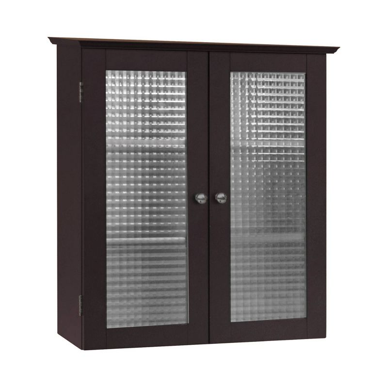Chesterfield Removable Wall Cabinet with Two Waffle Glass Doors Espresso - Teamson Home, 6 of 8