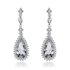 Guili Timeless Elegance Sterling Silver Pear Drop Cubic Zirconia with Halo Burst for a Stunning and Radiant Touch of Class in Every Movement - 1 of 4