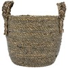 Northlight Set of 3 Dark Brown Round Seagrass Storage Baskets with Braided Handles 13.5" - 4 of 4