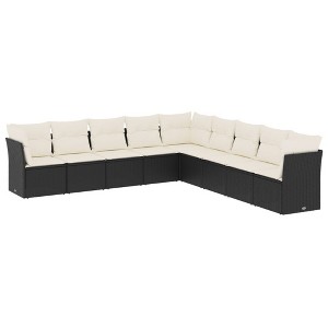 vidaXL Garden Sofa Set Black Powder-coated steel Large Modular - 1 of 4