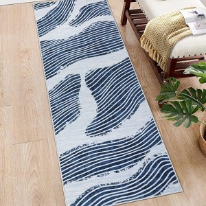 Area Rug Geometric Stripes Rug Modern Washable Living Room Rug Low Pile Non-Slip Throw Rugs for Bedroom Office - 1 of 4