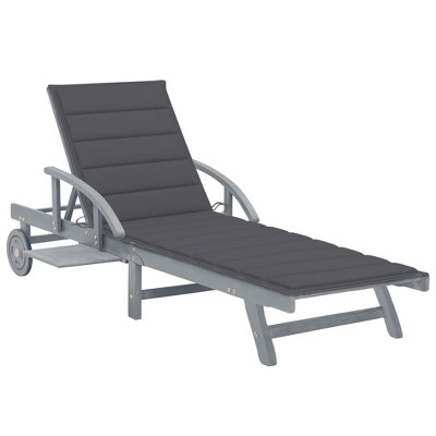 vidaXL Patio Sun Lounger with Cushion Solid Acacia Wood