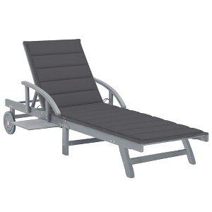 vidaXL Patio Sun Lounger with Cushion Solid Acacia Wood - 1 of 4