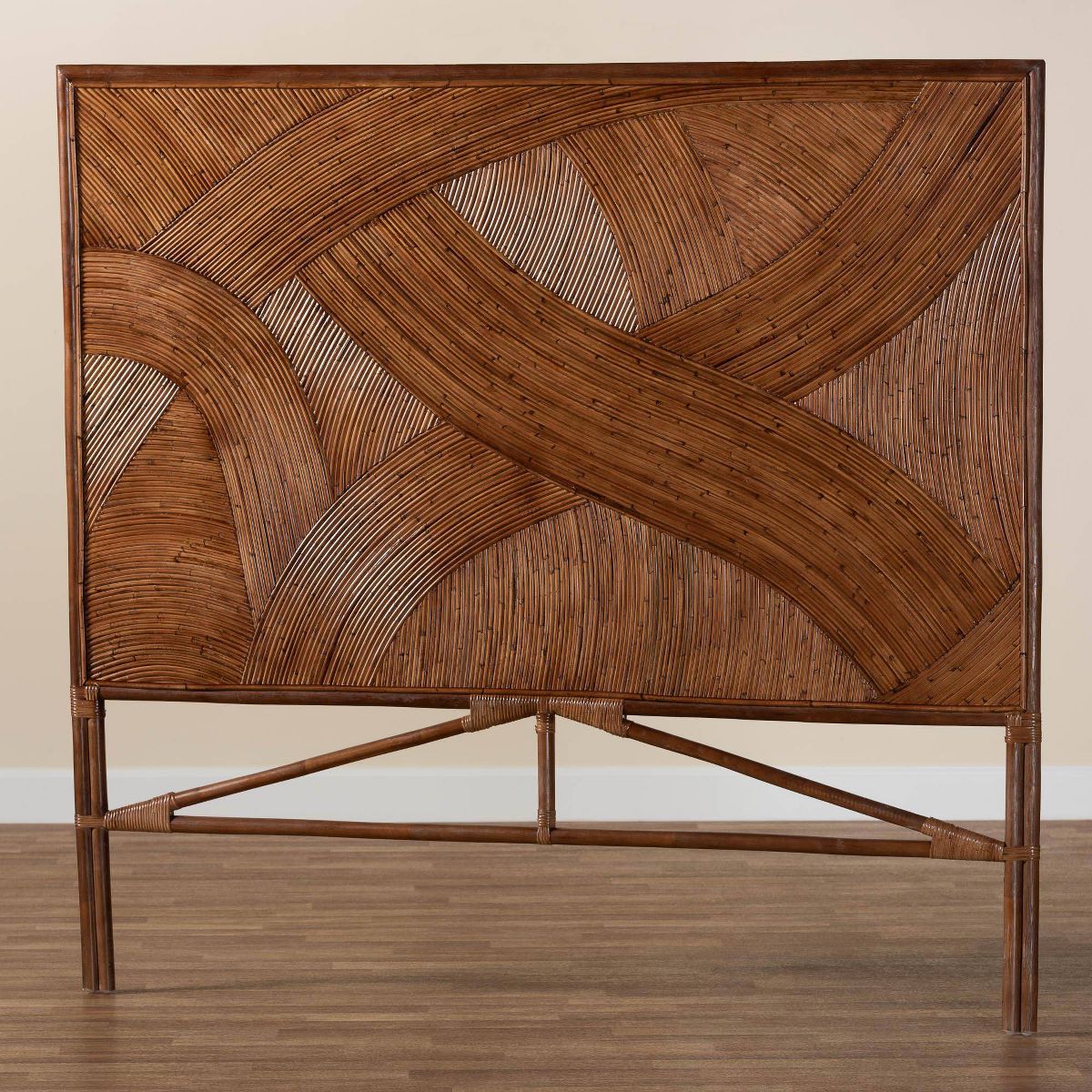 bali & pari King Elettra Rattan Standalone Headboard: Handcrafted, No Assembly, Bohemian Design - thumbnail 7