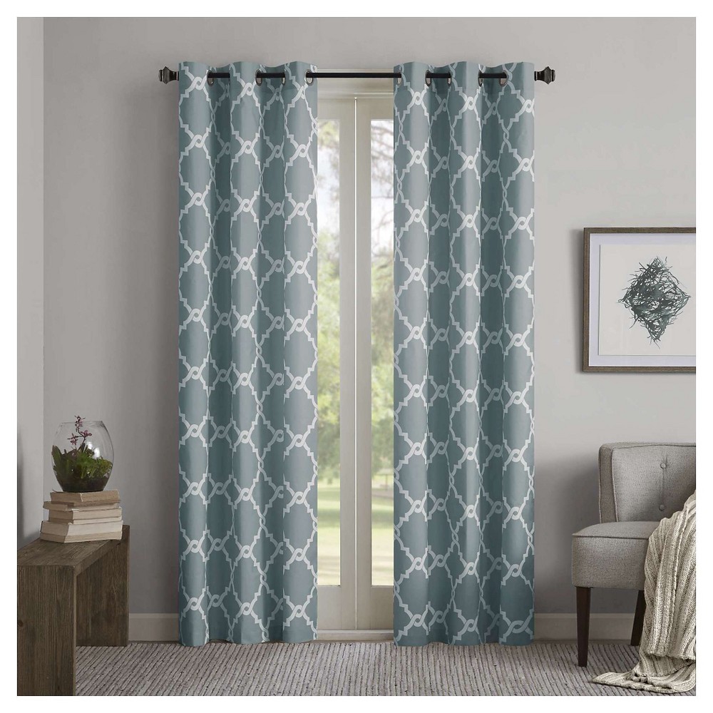UPC 675716655785 product image for Becker Printed Fret Grommet Top Curtain Panel Pair Blue (42