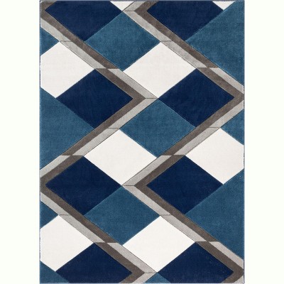 Well Woven Naya Modern Geometric Diamond Boxes Area Rug
