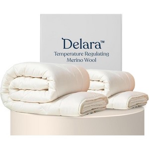 Delara Organic Merino Wool Comforter Duvet Insert, GOTS Certified, 500 GSM, All Season Warmth - 1 of 4