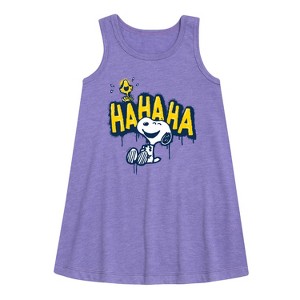 - Peanuts - Ha Ha Graffiti Graphic Sleeveless Aline Dress - 1 of 4