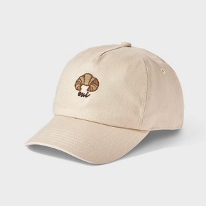 Girls' Oui Croissant Baseball Hat - Beige - 1 of 3