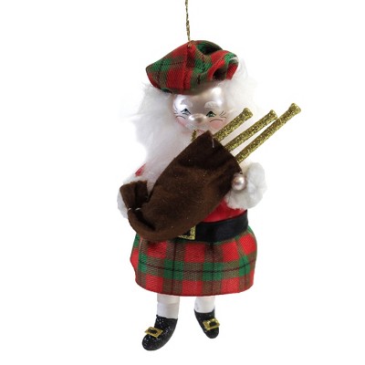 Italian Ornaments 6.5" Scottish Santa W/ Bagpipes Ornament Italand Scotland  -  Tree Ornaments