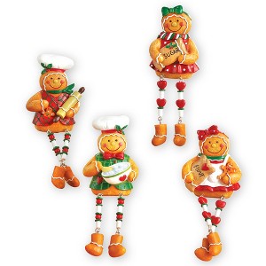 Collections Etc Christmas Gingerbread Sitters -Set of 4 2.75 X 2.25 X 6.25 Brown - 1 of 2