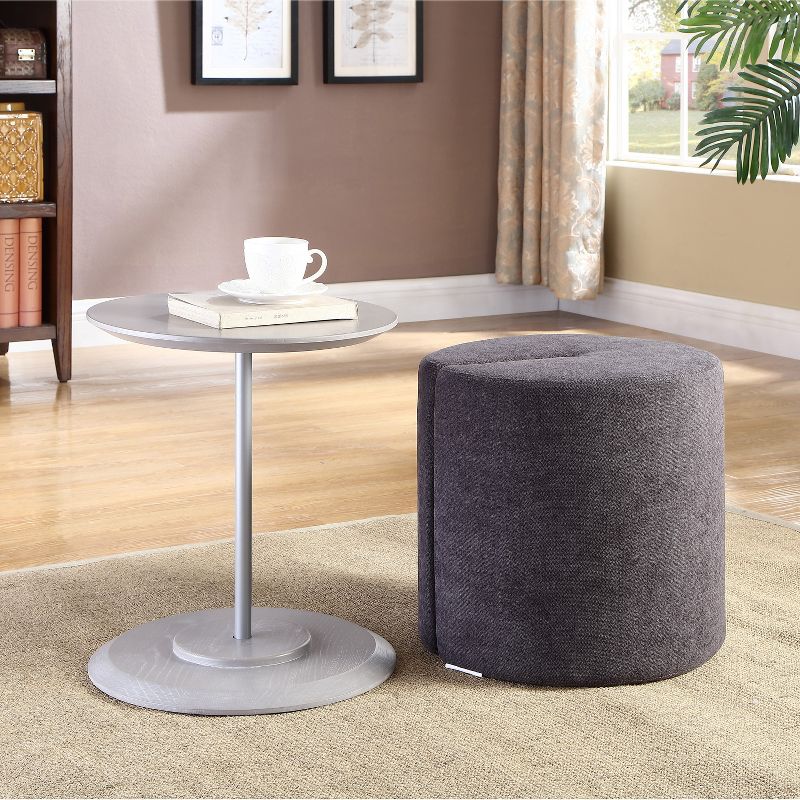 MHF Accent Table with Nesting Lightweight Ottoman, Round Footstool (2-Piece Set), 3 of 10