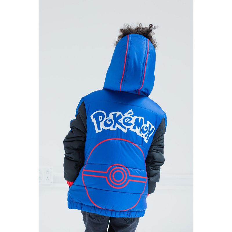 Pokemon Pikachu Zip Up Winter Coat Puffer Jacket Little Kid to Big Kid, 4 of 8