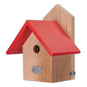 JCS Wildlife Chickadee Post Mount Birdhouse with Recycled Poly Lumber Roof - 1 of 4