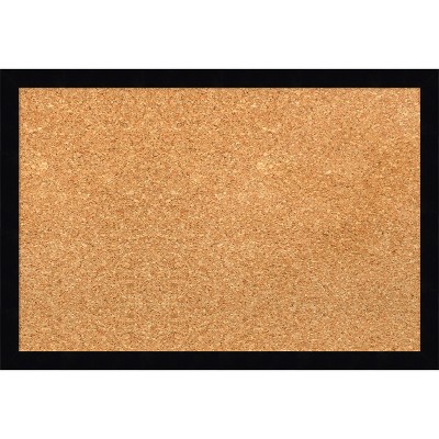 Amanti Art Natural Cork Board Wood Framed Svelte Noir Black Bulletin Board 19 in. x 13 in.