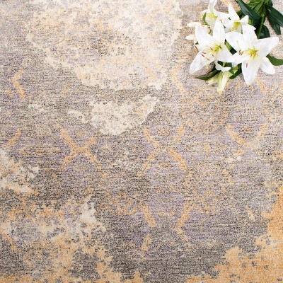 Ivory and Gold 6' x 6' Square Hand-Tufted Wool Rug