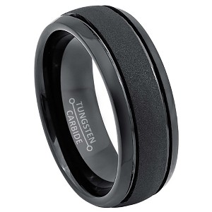 Jewelry Avalanche Black IP Sandstone Finish Dome Tungsten Carbide Wedding Band, Comfort-fit, 8mm - 1 of 4
