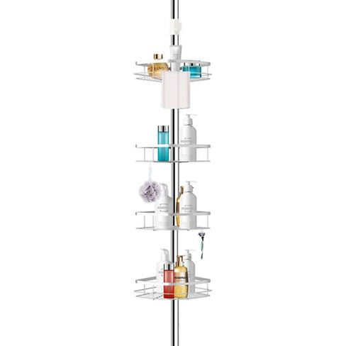 Shower Caddy Tension Pole with 4 Shelves Adjustable Height Storage Organizer  New